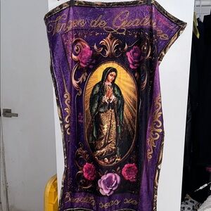 Purple Virgin of Guadalupe Tapestry